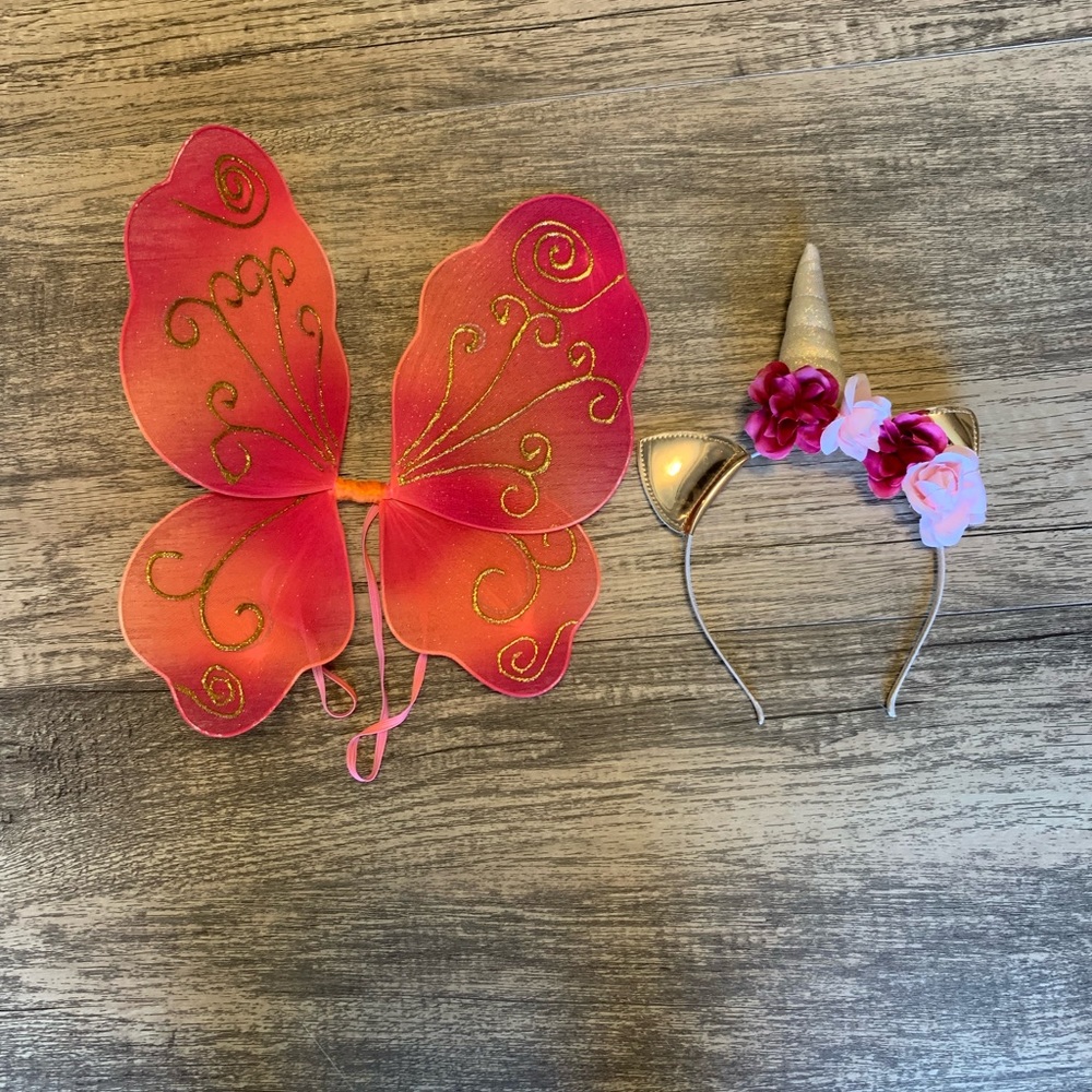 Halloween costume butterfly wings/unicorn headband